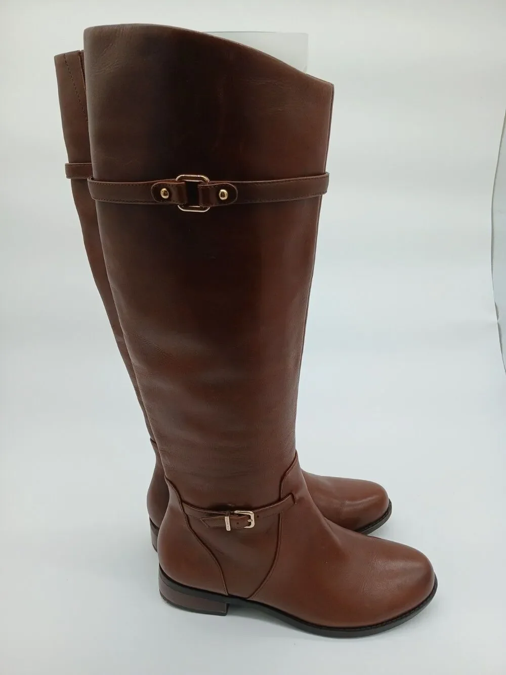 Gianni Bini Brown Leather Tall Riding Boots Womens Size 6.5M Stretch Calf